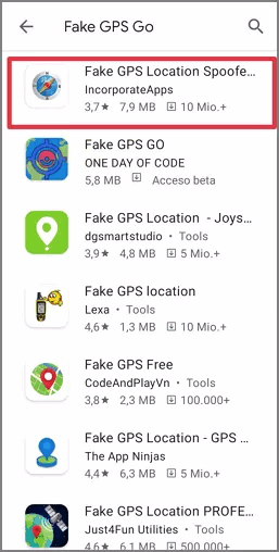 Søg efter Fake GPS GO for at spille Pokémon Go hjemmefra