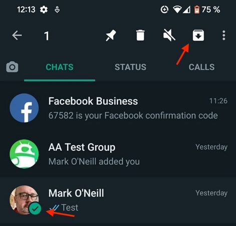 Arkivering af samtaler i WhatsApp på Android