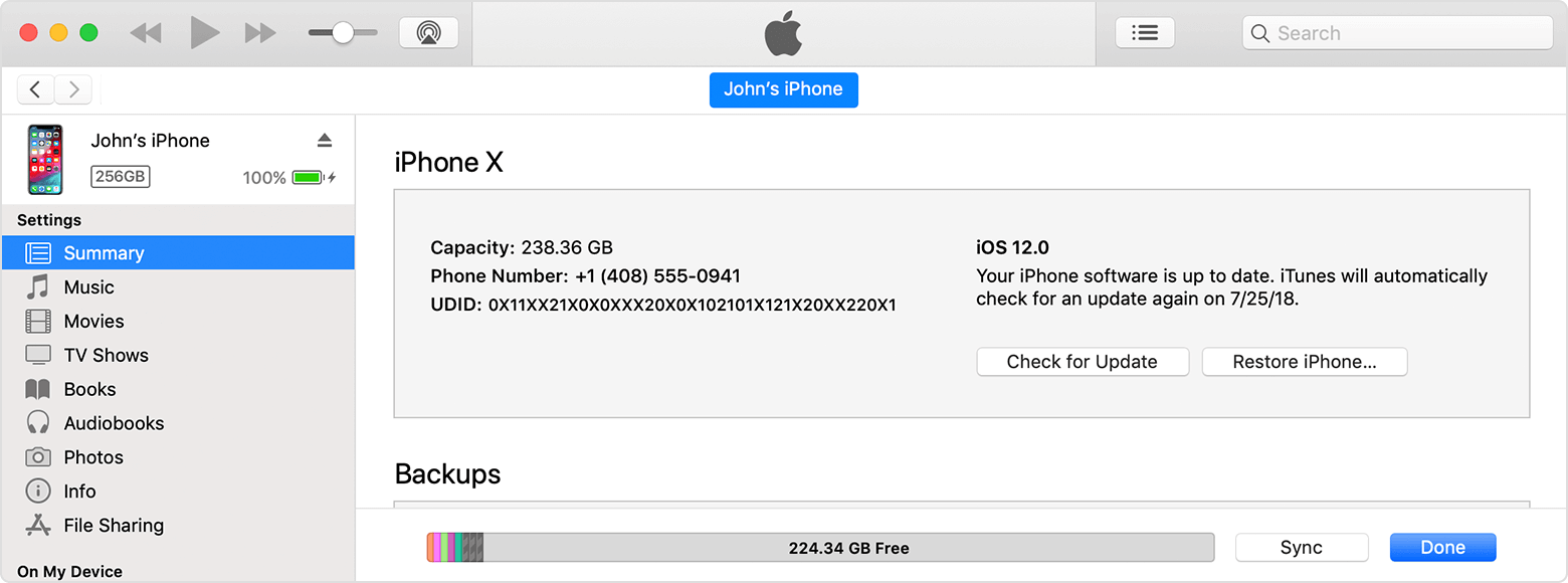 Søg efter opdatering på iPhone i iTunes