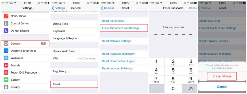 Slet alt indhold og alle indstillinger på iPhone