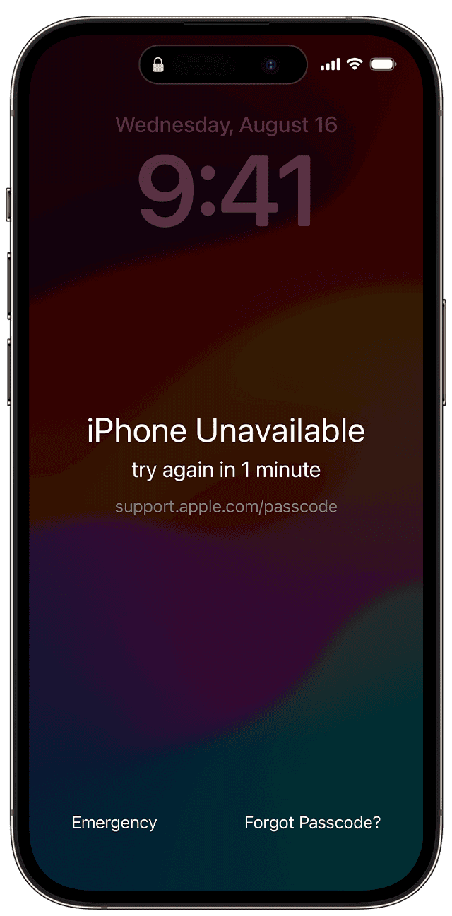 Forkert adgangskode iPhone