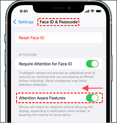Slå Opmærksomhedsregistrering fra for at rette iPhone-alarmen lyder ikke