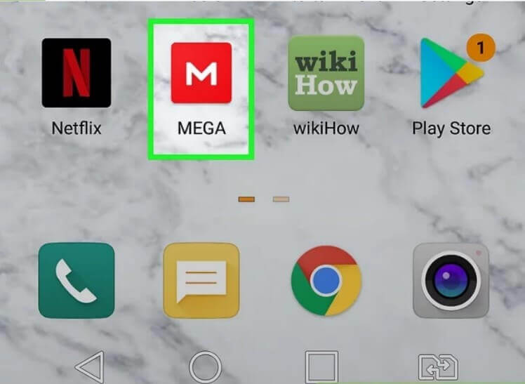 Otwórz aplikację mega w Androidzie