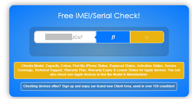 indtast serienummer imei