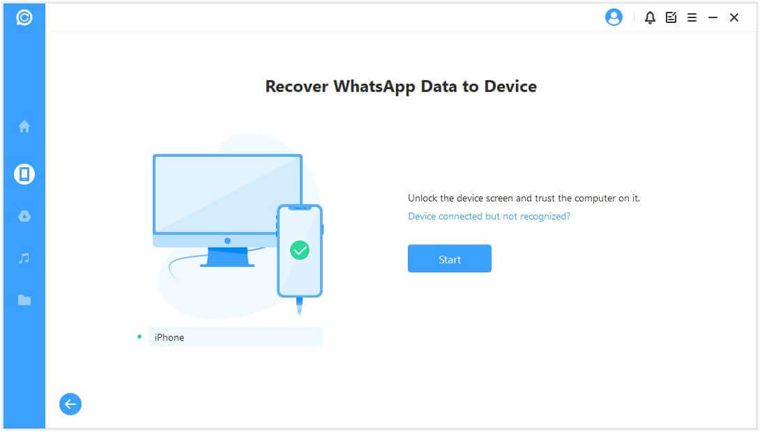 gendan WhatsApp-data til enhed