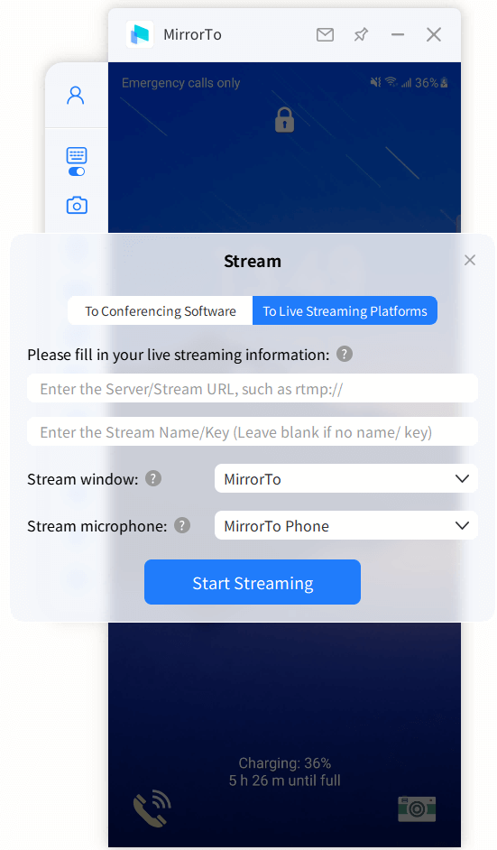 vælg alternativet for direkte streaming