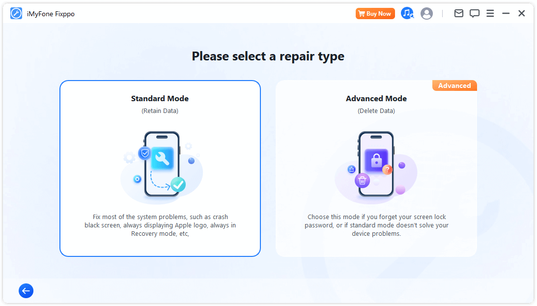 Vælg iMyFone Fixppo Standard Mode