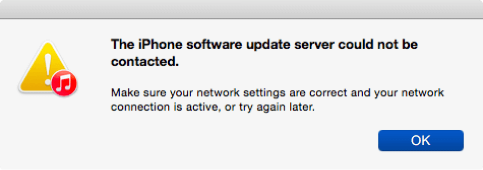 No se pudo contactar el servidor de actualización de software del iPhone