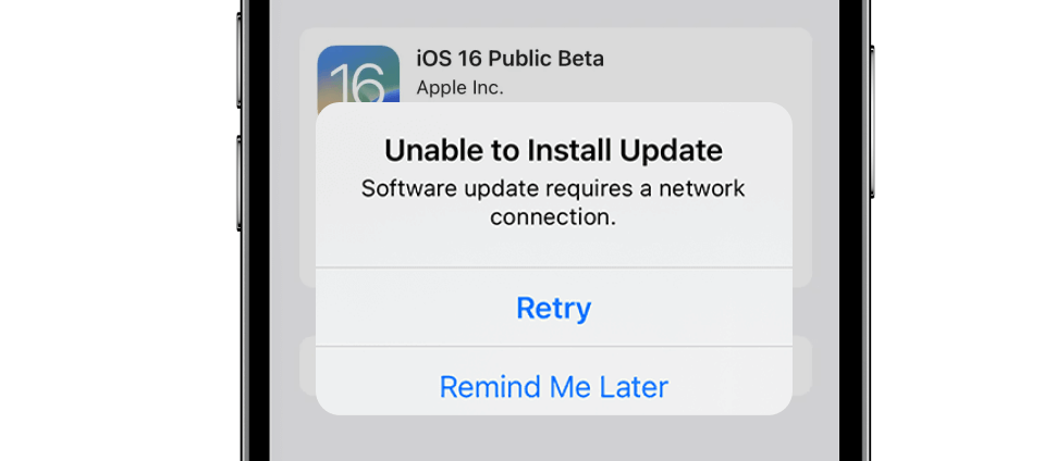 iOS 16 no instalará la actualización en el iPhone