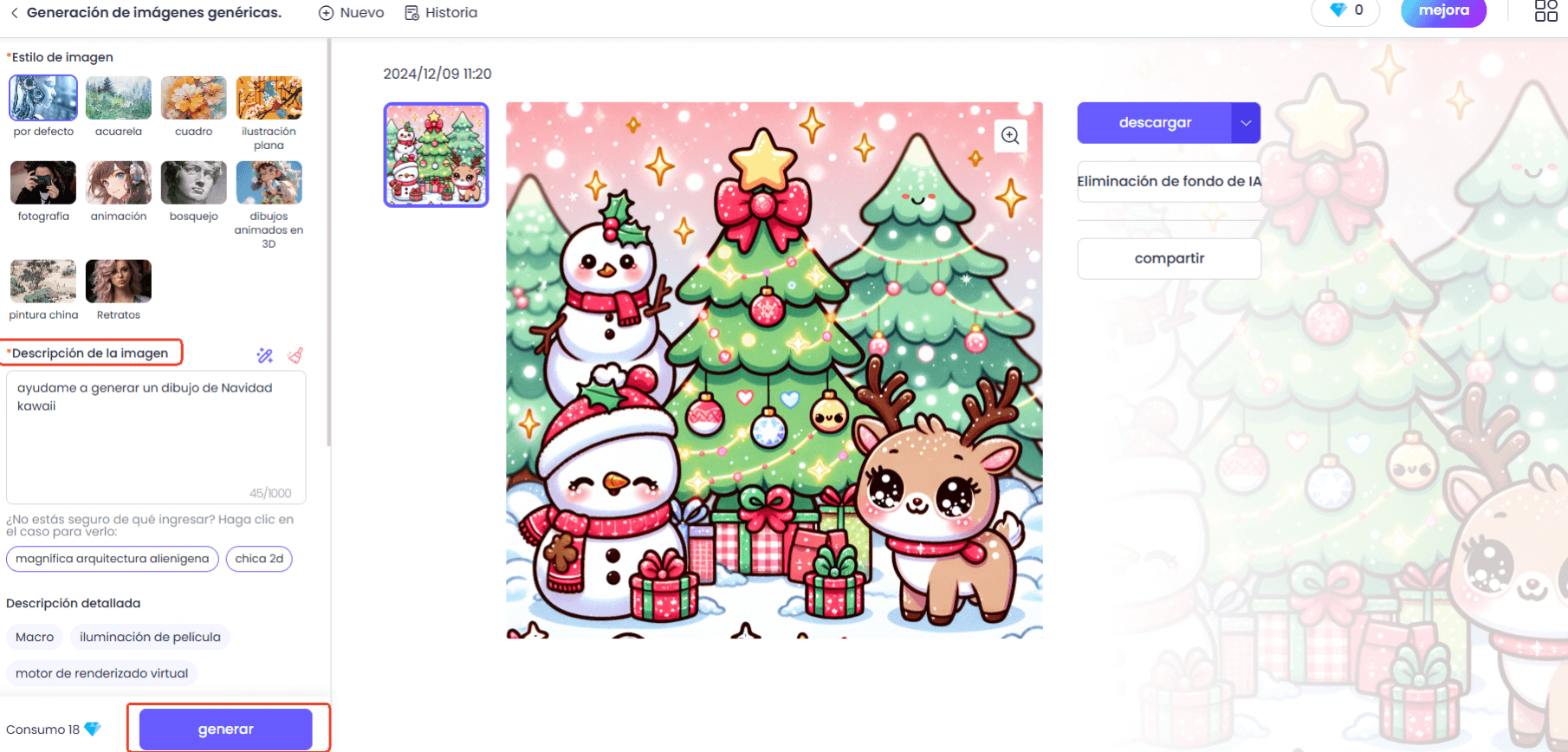 Generar dibujos de Navidad con ChatArt