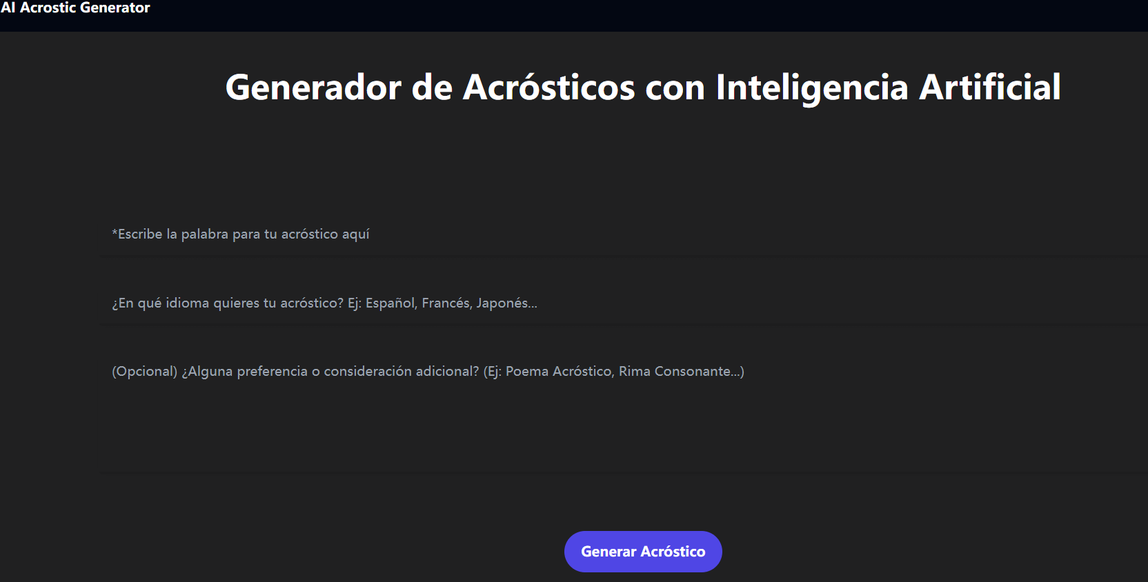 Creador de acrósticos online