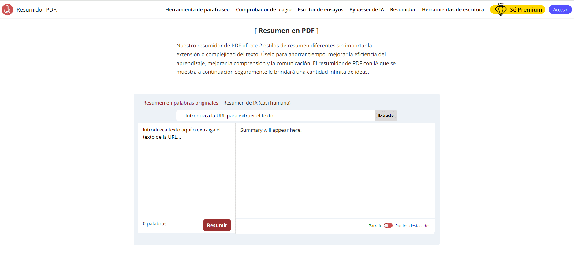 Paraphrasing tool-Resumidor de PDF
