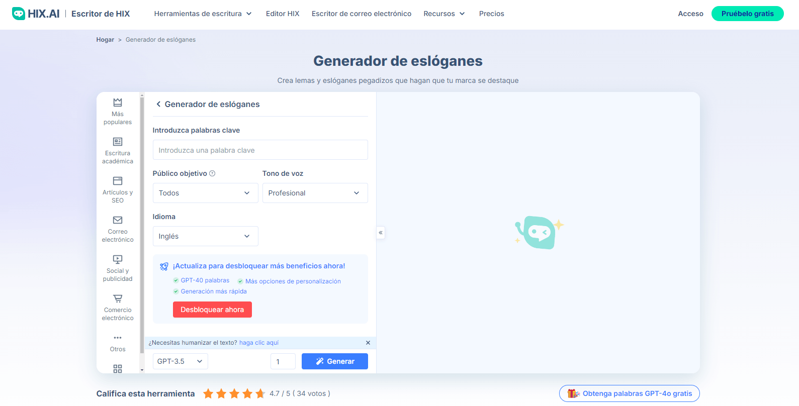 generador de eslogan Online-Hix.ai