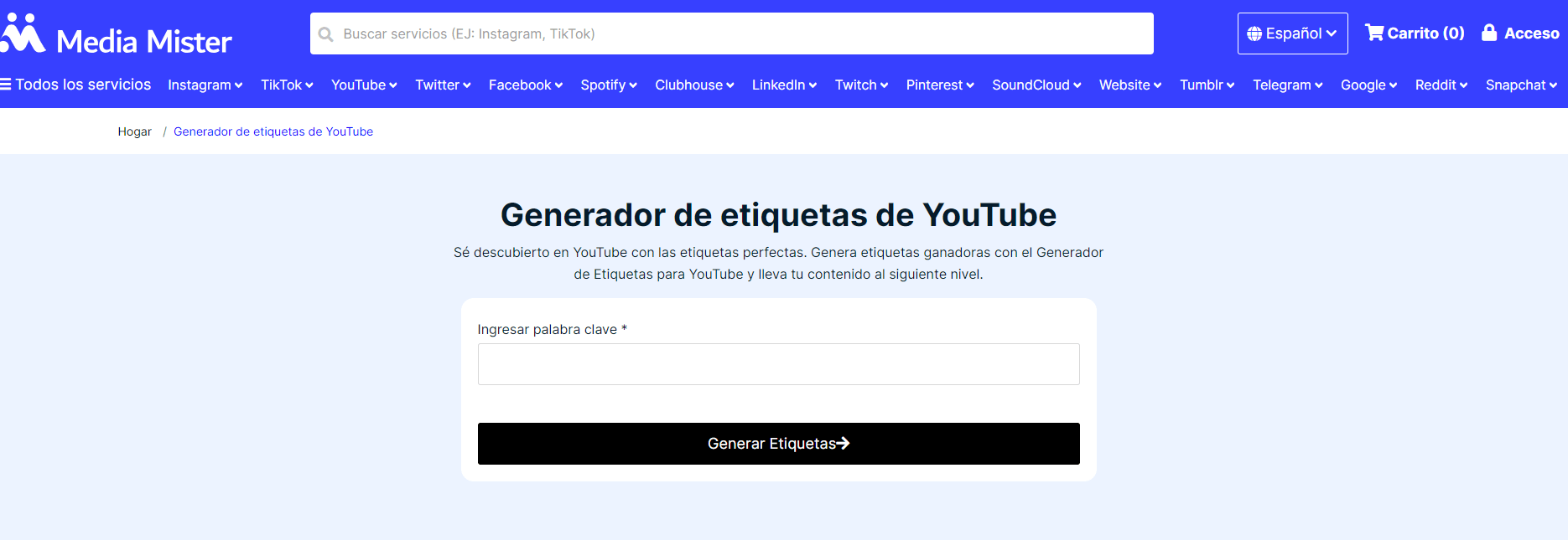 Media Mister - generador de tags para Youtube