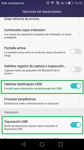 Usando Herramientas del Fabricante para desbloquear Android blootloader