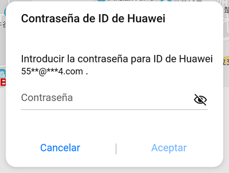 Ingresar la contraseÃ±a de cuenta de Huawei