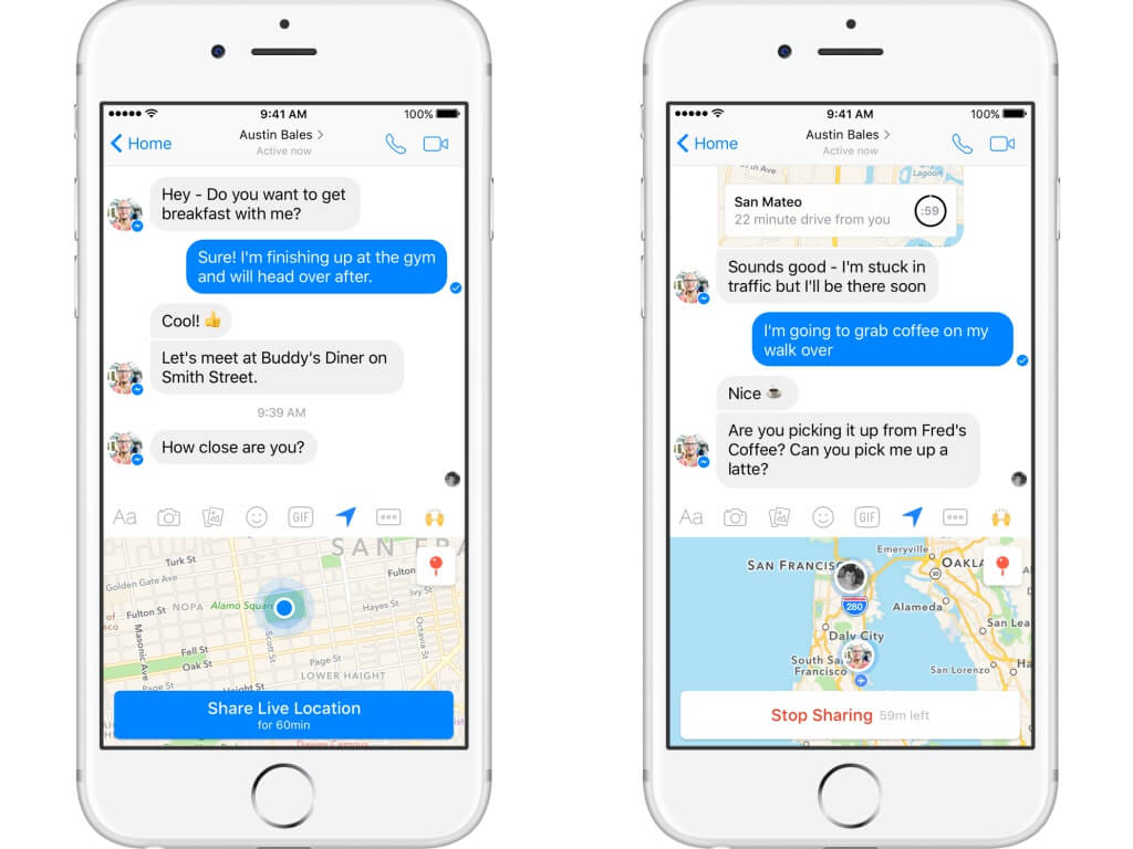 enviar una ubicación personalizada en Messenger