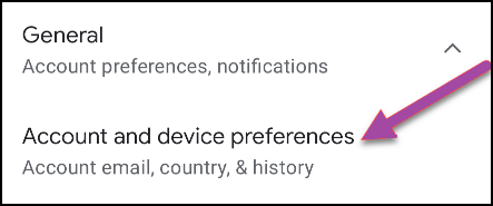 preferencia de dispositivo y cuenta en Google Play