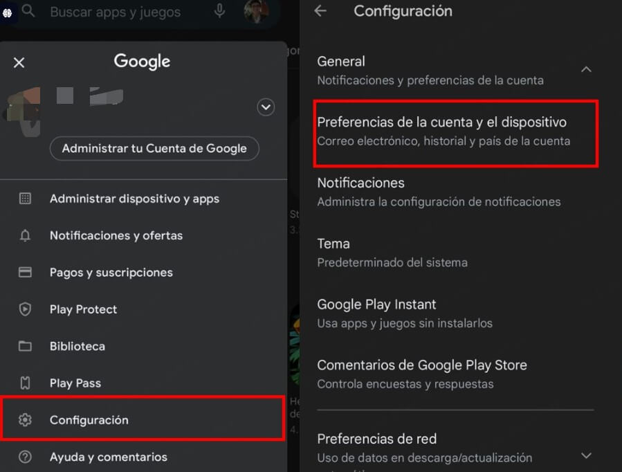 Cambiar la región de Google Play