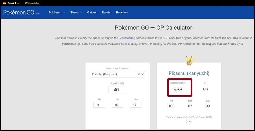 calculadora de cp pokemon go