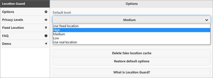 configurar la opción de Location Guard