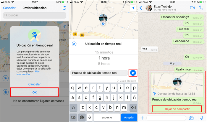 Compartir ubicación en tiempo real por WhatsApp