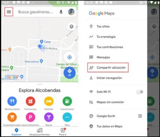 Desactivar el uso compartido de la ubicación para Google Maps