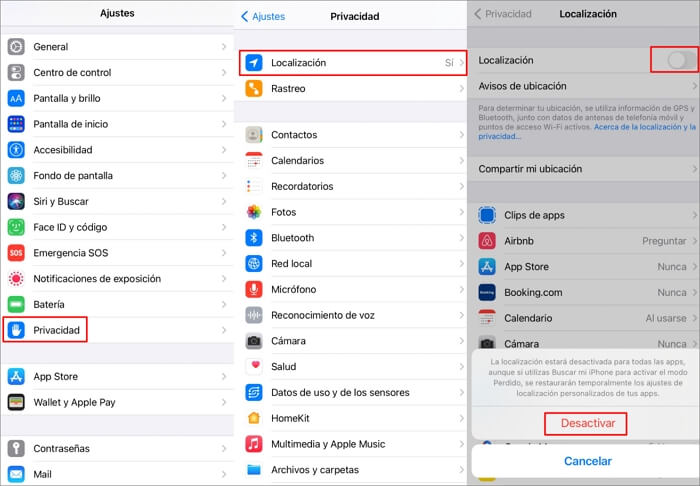 Desactivar la localización en iPhone
