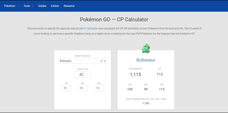 calculadora CP Pókemon Go