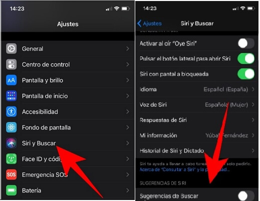 Ocultar aplicaciones de sugerencias de Siri en Widgets