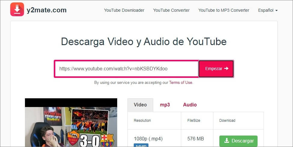 descargar videos de youtube y2mate