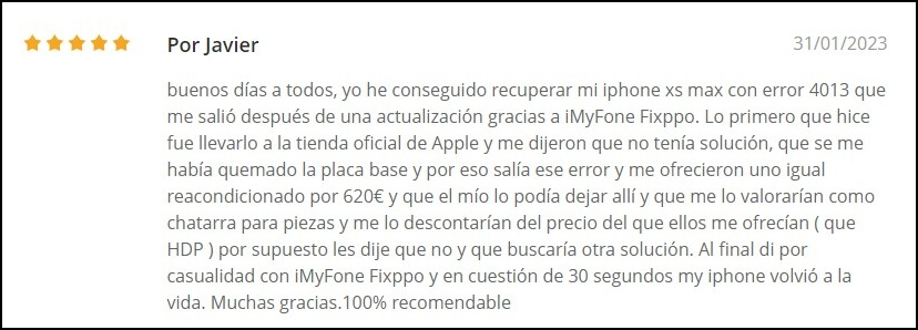 buenas reseñas de iMyFone Fixppo