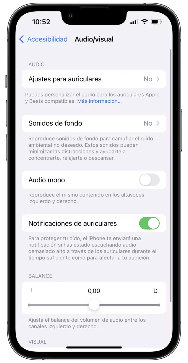 Verificar el balance estéreo AirPods