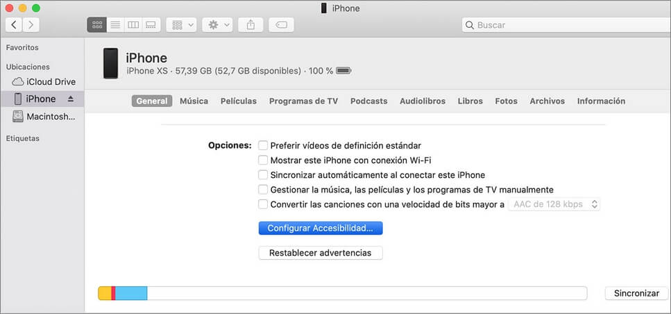 Utilizar iTunes para desactivar Zoom en iPhone bloqueado