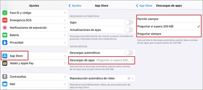Permitir el acceso al App Store con datos móviles