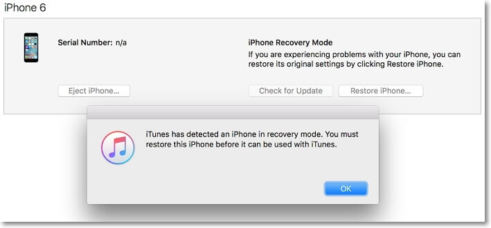 restaurar el iPhone en modo DFU con iTunes