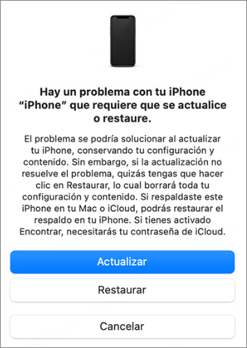 actualizar o restauar iPhone por iTunes