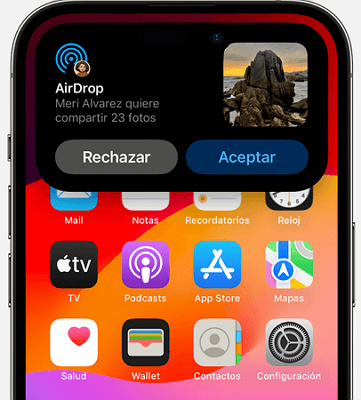 aceptar archivos compartidos por Airdrop