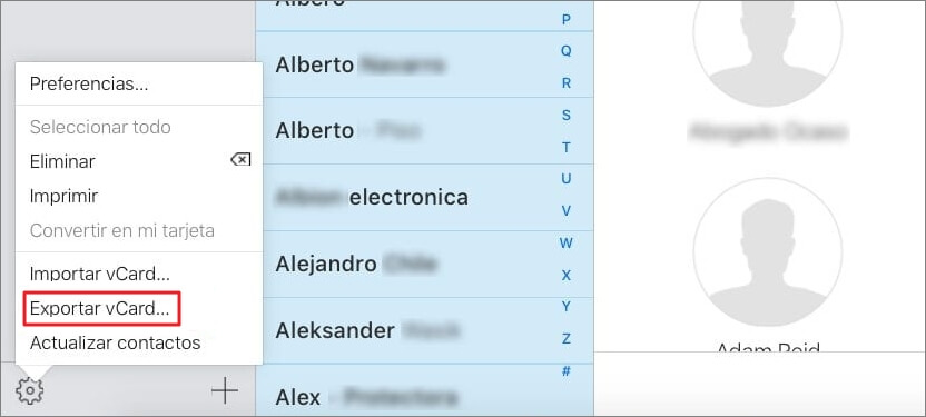exportar contactos iPhone con iCloud