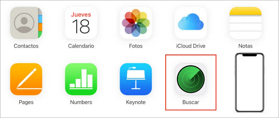 Elegir la opción Buscar en iCloud para buscar iPhone apagado