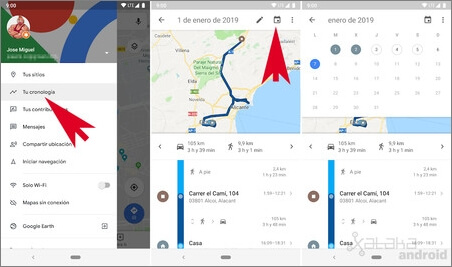 buscar iPhone perdido con Google Maps Timeline