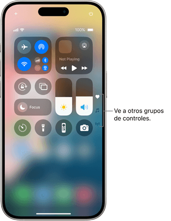 Grupo de controles del Centro de Control iOS 18