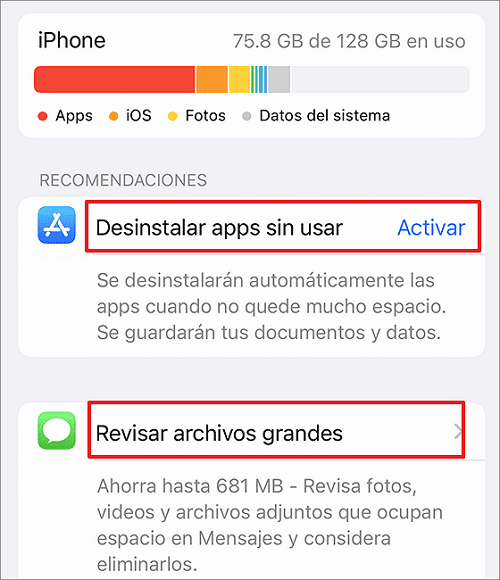 recomendaciones para optimizar el almacenamiento del iPhone