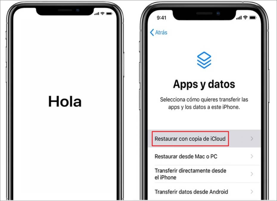 restaurar copia de seguridad iPhone desde iCloud
