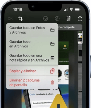 Guardar capturas largas en iPhone