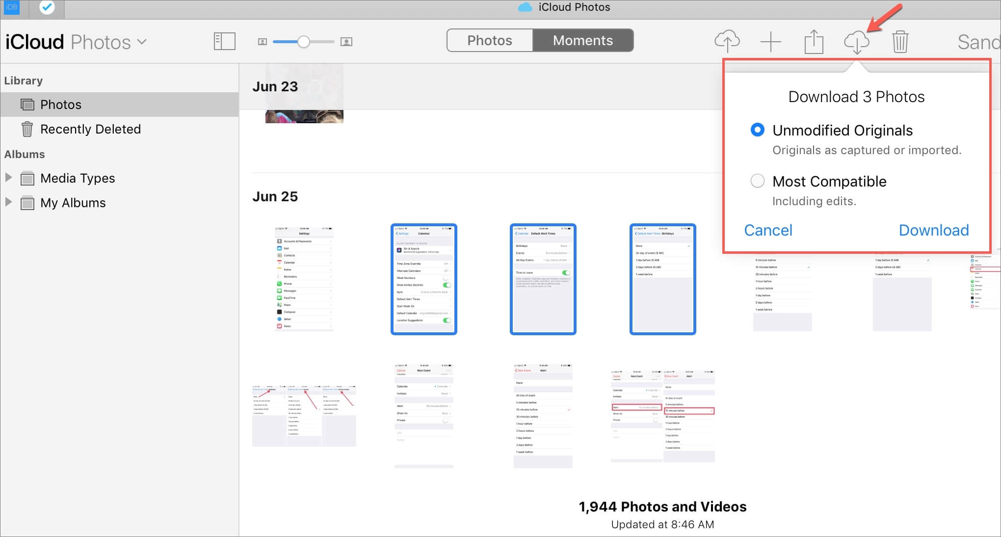 transferir videos de iPhone a PC con iCloud