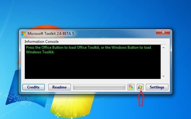 haz clic en el ícono de Windows de Microsoft Toolkit