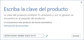 escriba la clave de producto Microsoft Office 2013