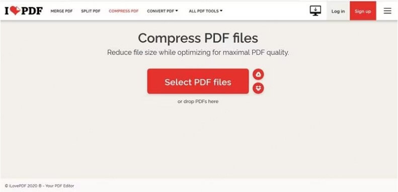 Comprimir PDF en línea gratis con iLovePDF