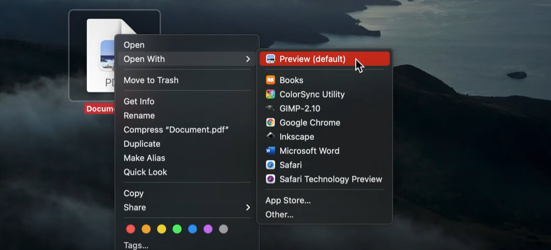 abrir PDF en Previa Vista en Mac